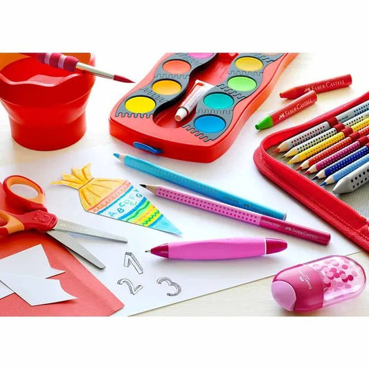 FABER - CASTELL GRIP PAINT BRUSHES RND/FLT PASTEL 4PC 2,6,10,12 - Marah Kids