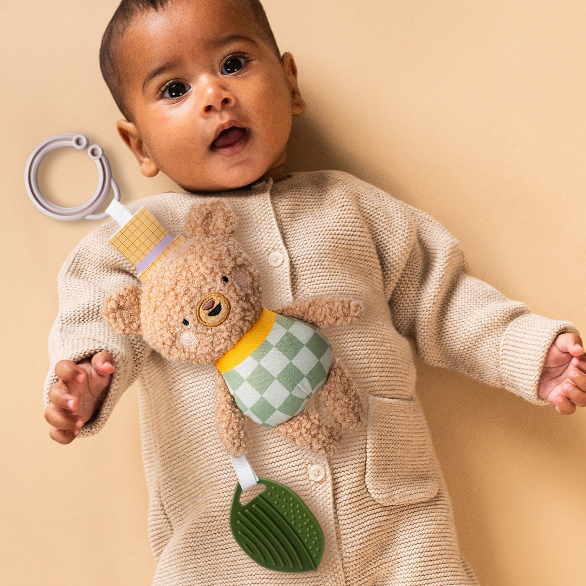 Taf Toys Y Sensory Activity Soft Toy | Plush Rabbit with Teether, 0M+ - Marah Kids