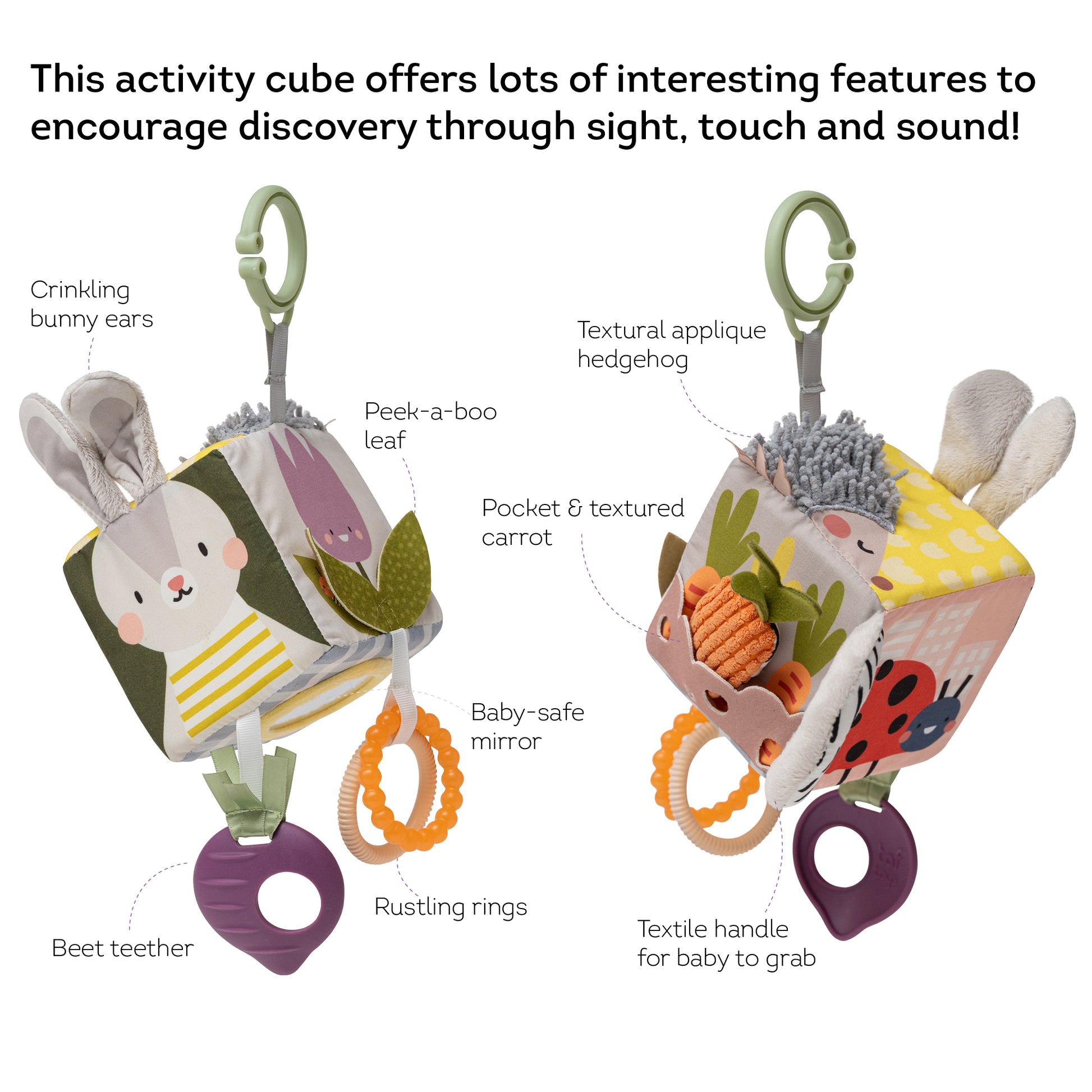 Taf Toys Urban Garden Activity Cube | Sensory Hanging Toy, 0M+ - Marah Kids