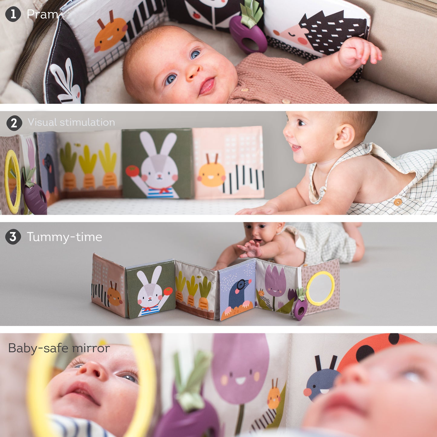 Taf Toys Urban Garden Soft Cloth Book | Crinkle & Sensory Tummy Time Toy, 0M+