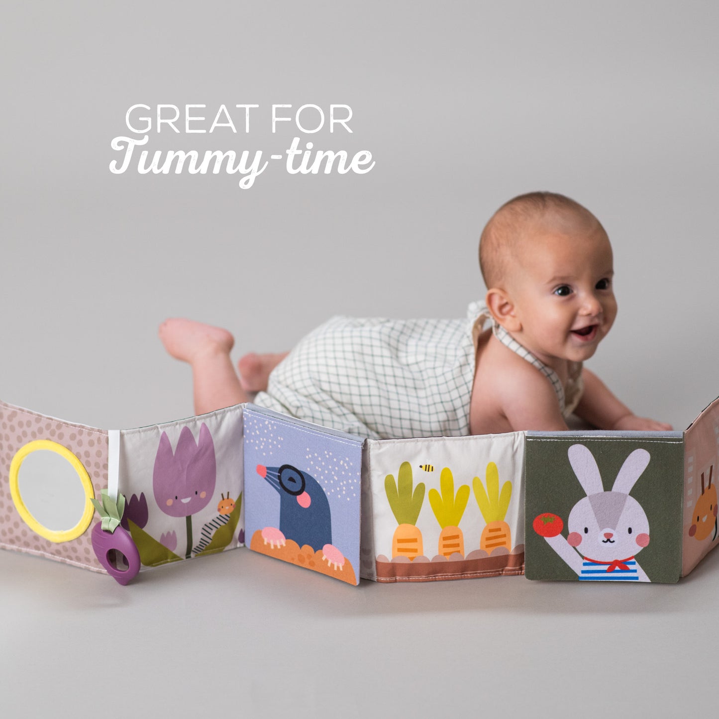 Taf Toys Urban Garden Soft Cloth Book | Crinkle & Sensory Tummy Time Toy, 0M+