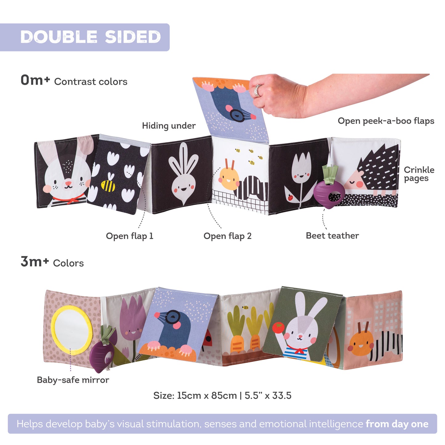 Taf Toys Urban Garden Soft Cloth Book | Crinkle & Sensory Tummy Time Toy, 0M+