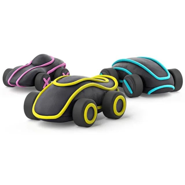 Hey Clay - Cyber Cars BLUE CYBER CAR Colourful modelling air - dry clay, 2 cans with fun interactive app for kids 3 years + - Marah Kids