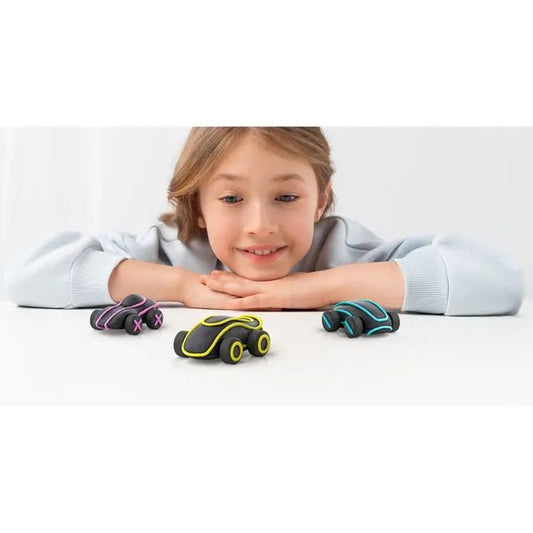 Hey Clay - Cyber Cars BLUE CYBER CAR Colourful modelling air - dry clay, 2 cans with fun interactive app for kids 3 years + - Marah Kids