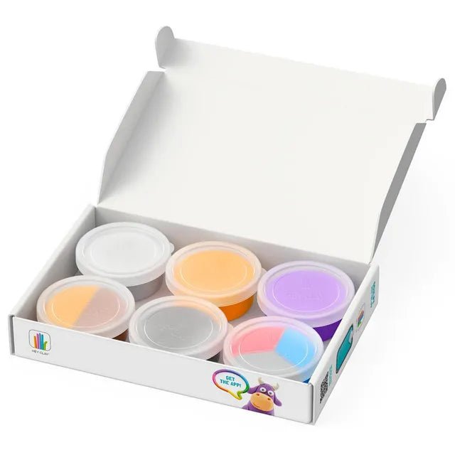 HEY CLAY - DIY Animals: Cow, Doggie, Sheep Plastic Creative Modelling Air - Dry Clay For Kids 6 Cans - Marah Kids