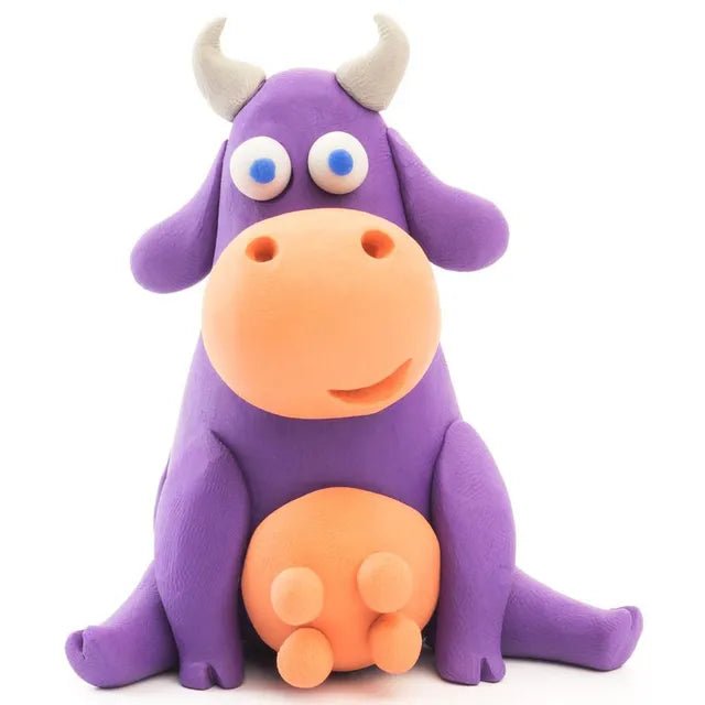 HEY CLAY - DIY Animals: Cow, Doggie, Sheep Plastic Creative Modelling Air - Dry Clay For Kids 6 Cans - Marah Kids