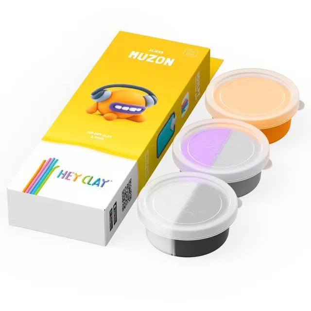 HEY CLAY – DIY Muzon Plastic Creative Modelling Air - Dry Clay For Kids 3 Cans - Marah Kids