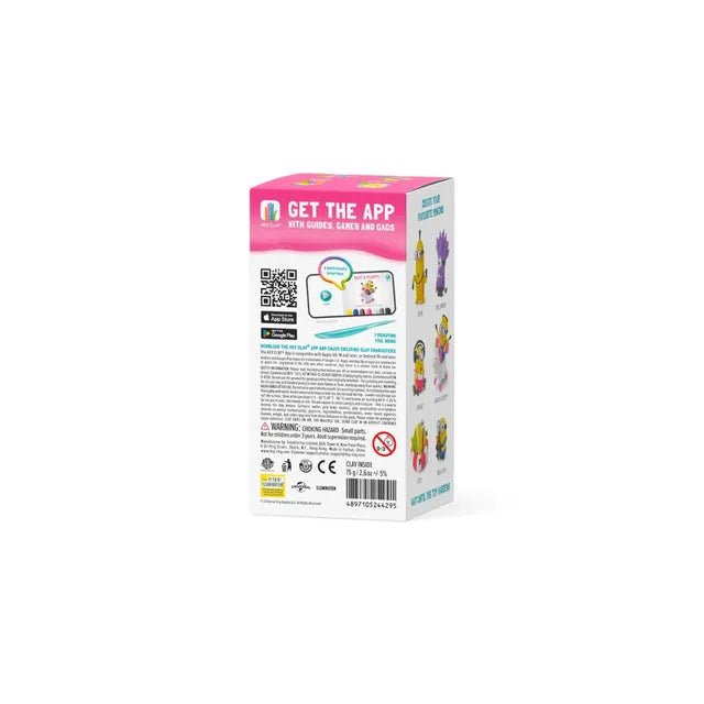 Hey Clay - Minions Dave & Fluffy Colourful modelling air - dry clay, 5 cans with fun interactive app for kids 3 years + - Marah Kids