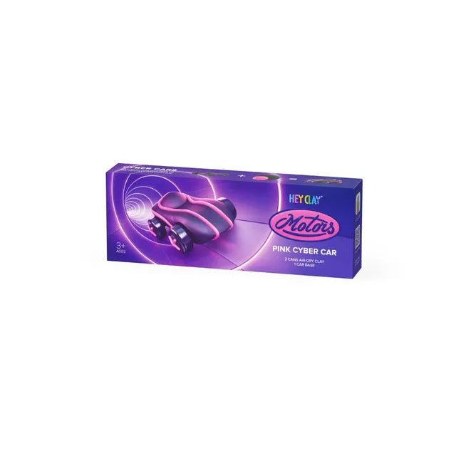Hey Clay - Cyber Cars PINK CYBER CAR Colourful modelling air - dry clay, 2 cans with fun interactive app for kids 3 years + - Marah Kids