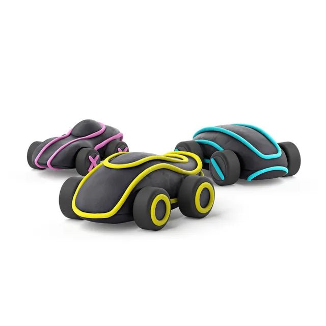 Hey Clay - Cyber Cars PINK CYBER CAR Colourful modelling air - dry clay, 2 cans with fun interactive app for kids 3 years + - Marah Kids