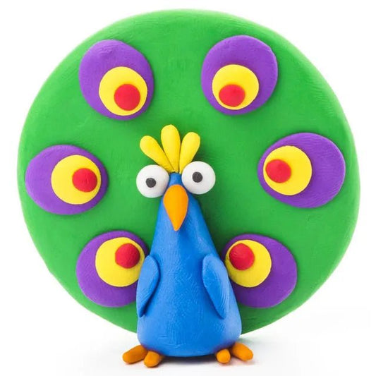 HEY CLAY – DIY Peacock Plastic Creative Modelling Air - Dry Clay For Kids 3 Cans - Marah Kids