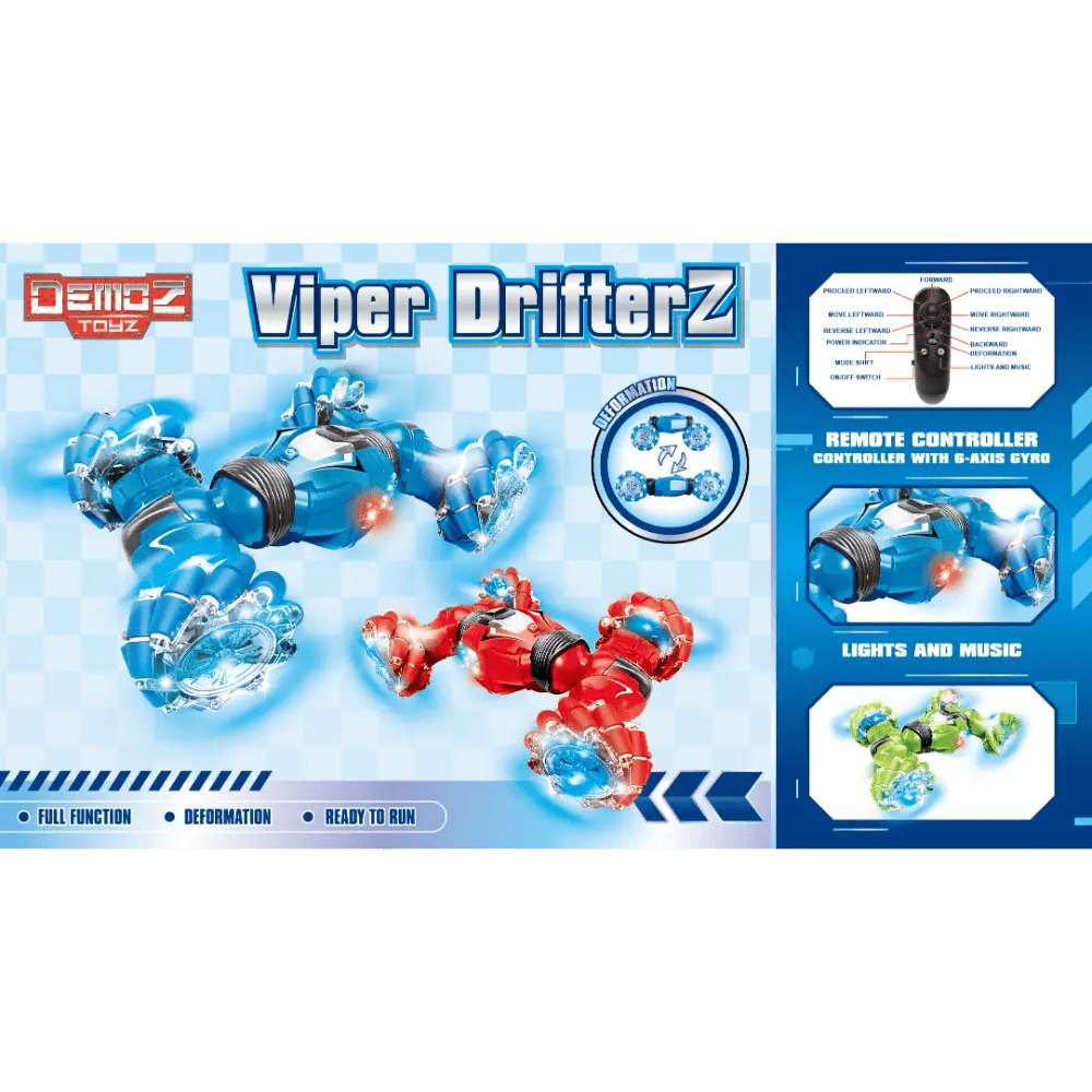 Power Joy Demoz RC Viper Drifterz 1/12 2.4G 4WD with Light and Music Gyro, Assorted 1 Piece - Marah Kids