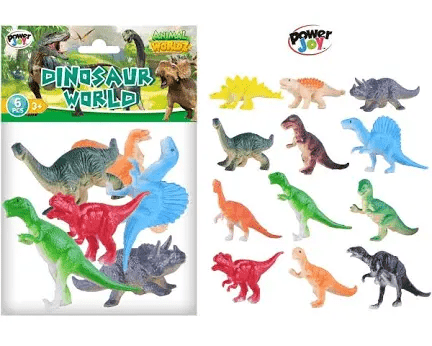 Power Joy Animal Worldz Dinosaur 4inches 6pieces - Marah Kids