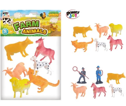 Power Joy Animal Worldz Farm Animal 6inches 4pieces - Marah Kids