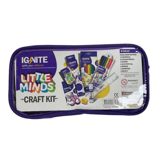 IGNITE - Little Minds Craft Kit | is designed to inspire creativity and artistic expression in young children | Classic HB Pencil 12 pack, Sharpener, Duo two Tip Felt Pen 6 color, Ruler | Ages 3+ - Marah Kids