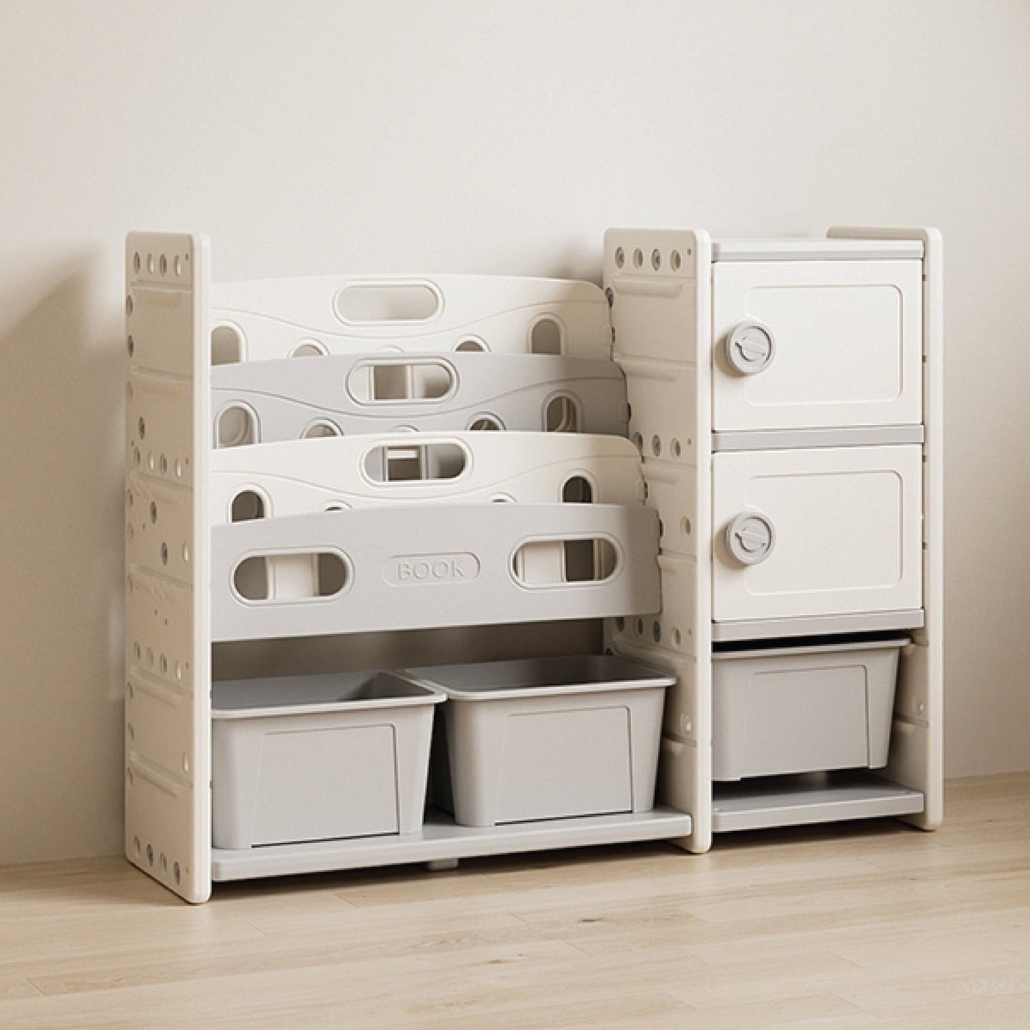 Storage Rack W/ Book Shelf - Large - Marah Kids