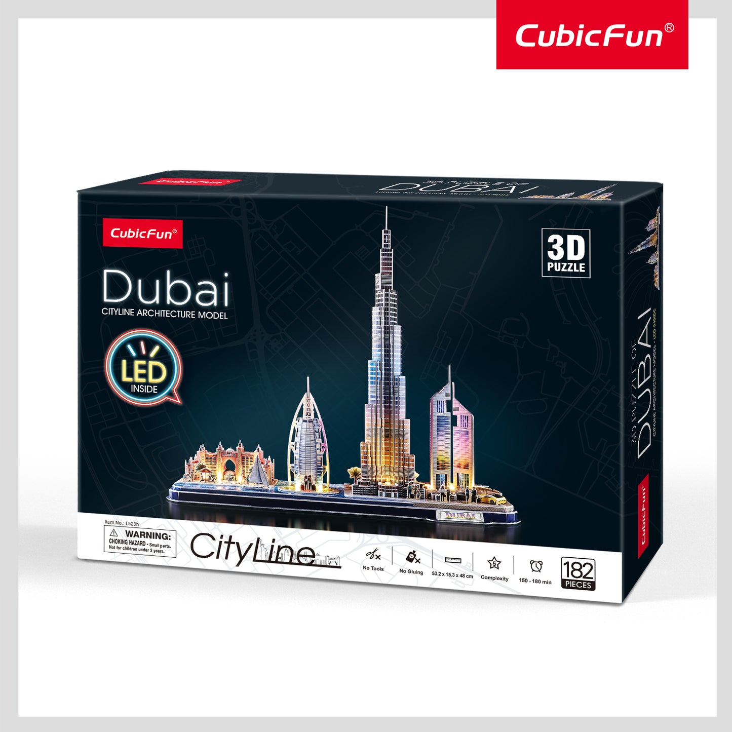 CUBIC FUN 3D PUZZLE CITYLINE DUBAI UAE 182PC BO - Marah Kids