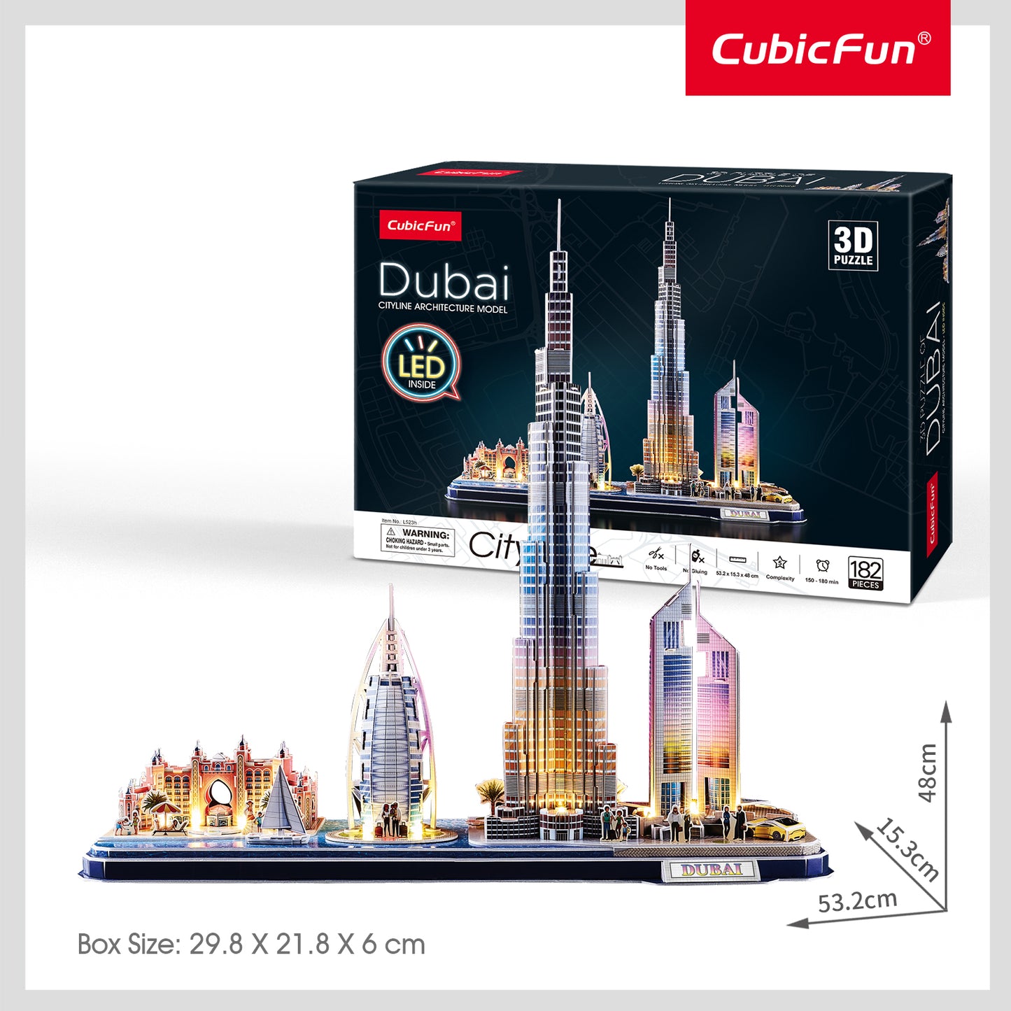 CUBIC FUN 3D PUZZLE CITYLINE DUBAI UAE 182PC BO - Marah Kids
