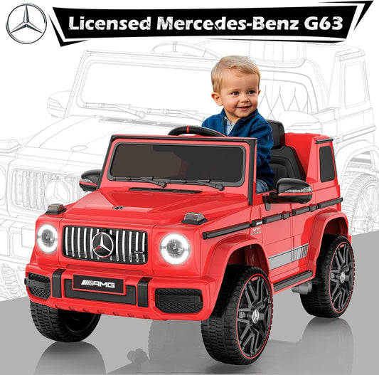 Mercedes - Benz Licensed G63 Car for Kids, 12V Ride on Car w/Parent Remote Control, LED Headlights, Music Player & Horn, Soft Start,Kids Electric Vehicle - Red - Marah Kids