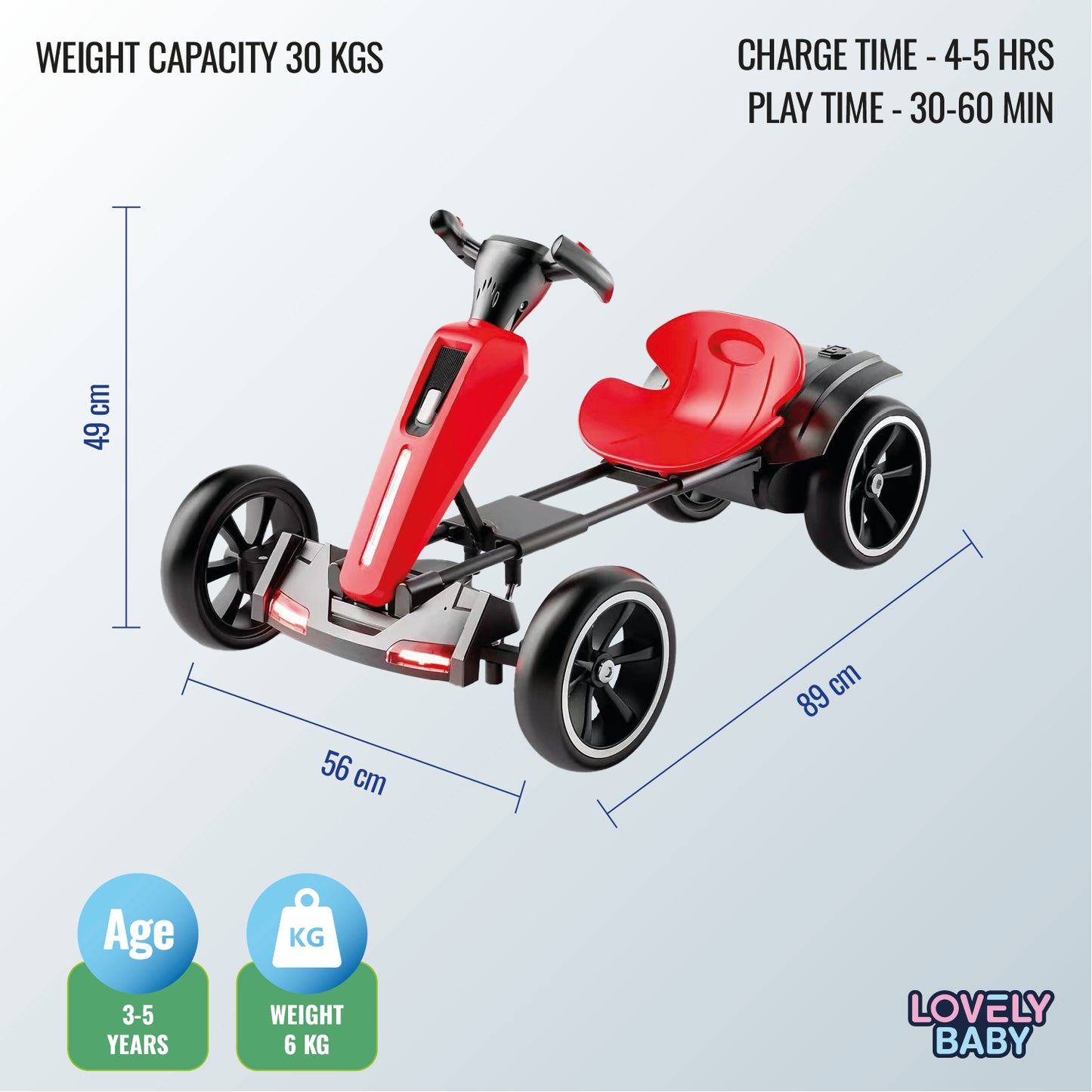 Lovely Baby LB - 2055E Electric Go Kart - Red - Marah Kids