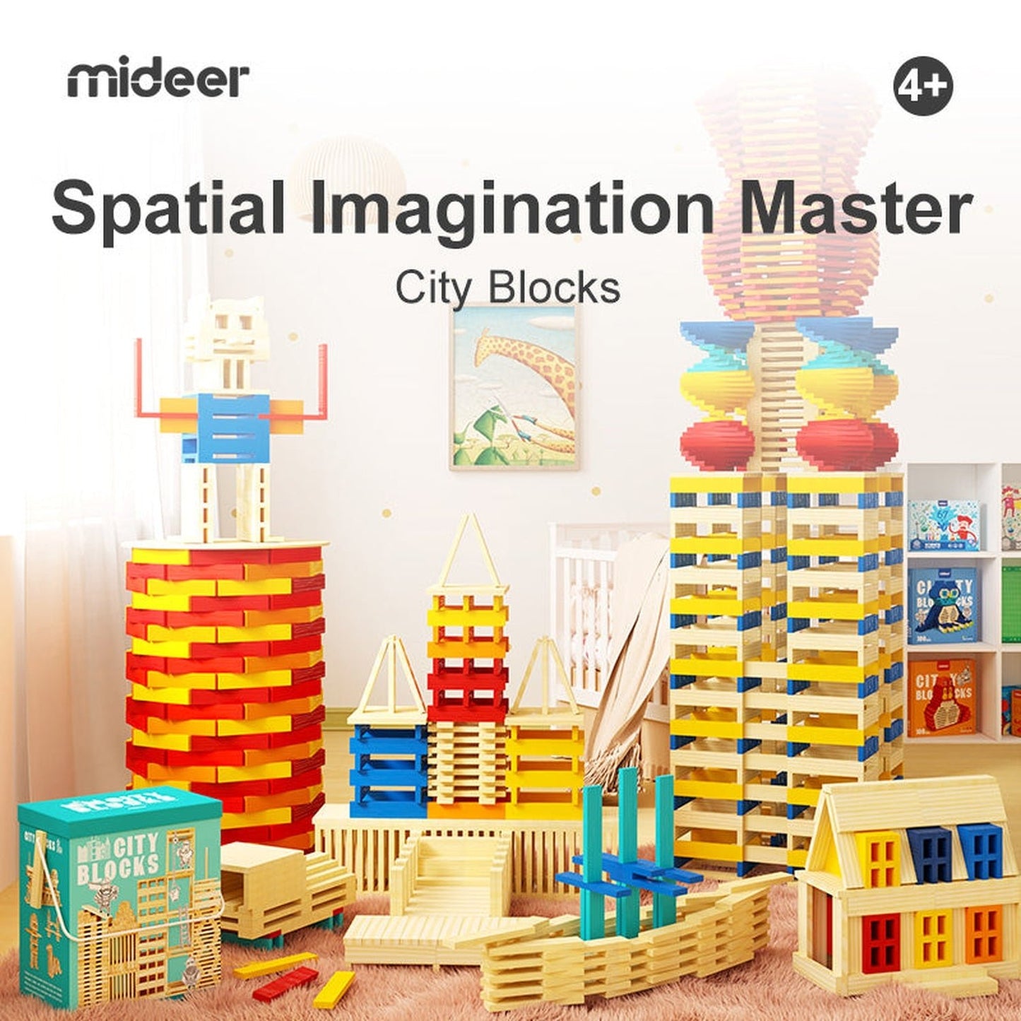 Wooden Blocks - Pink (100Pcs) - Marah Kids