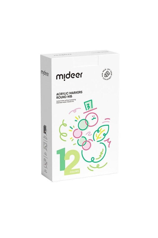Round Nib Acrylic Markers - 12 Colors - Marah Kids
