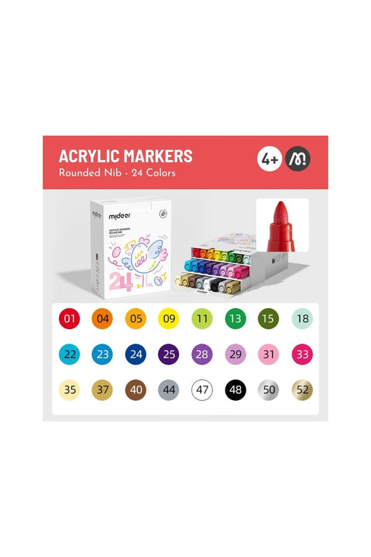 Round Nib Acrylic Markers - 24 Colors - Marah Kids