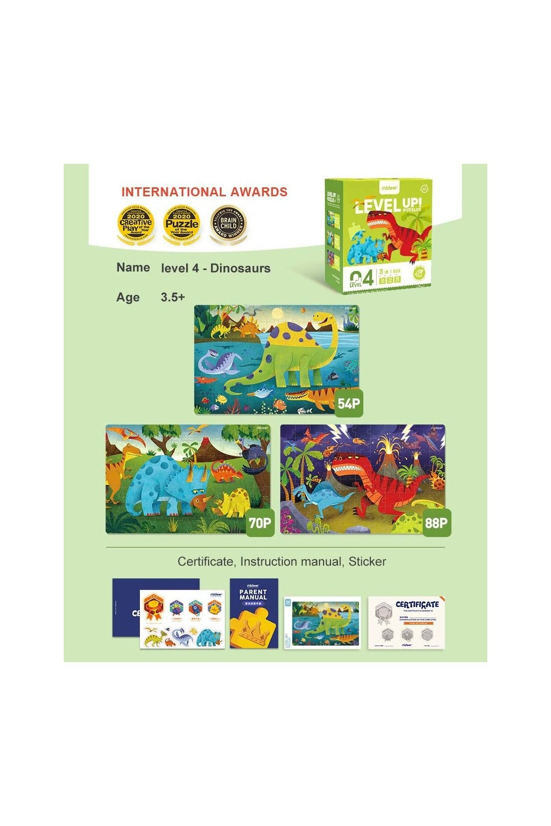 Level Up Puzzles - Dino (3 In 1) Level 4