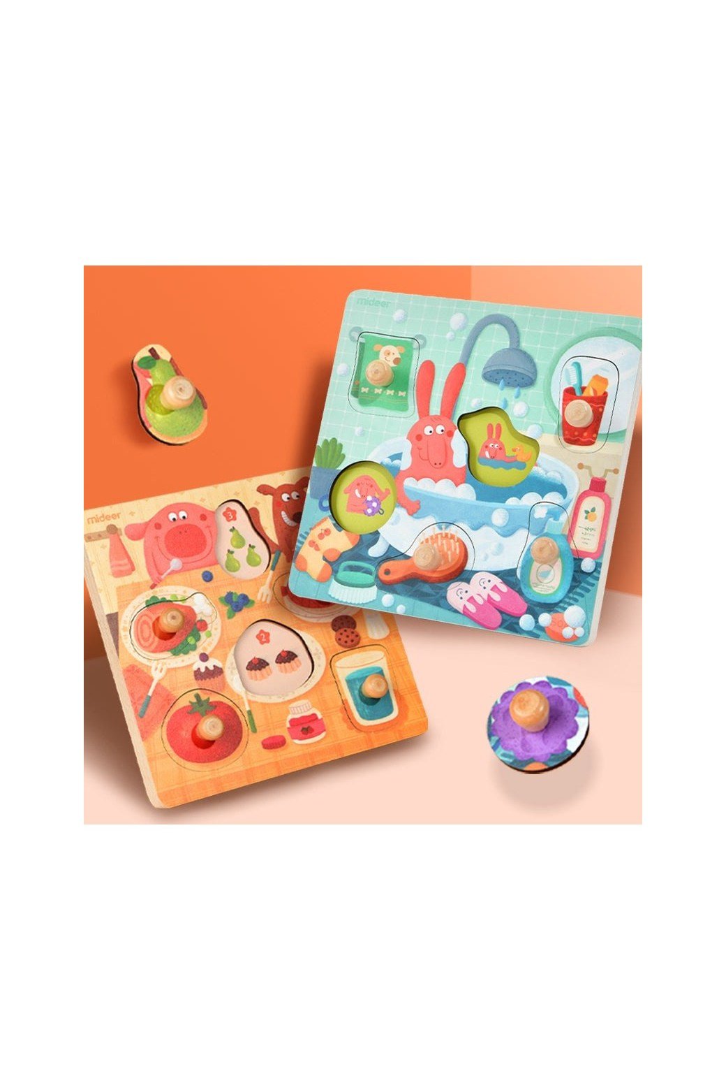 Wooden Peg Puzzle - Dinner Time - Marah Kids