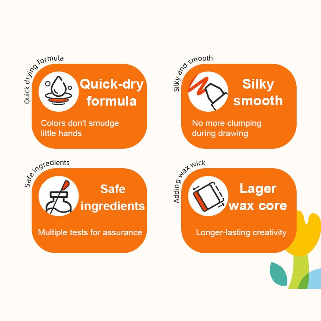 Rotary Washable Crayons - 8 Colors - Marah Kids