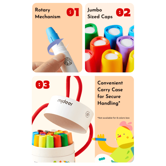 Rotary Washable Crayons - 36 Colors - Marah Kids