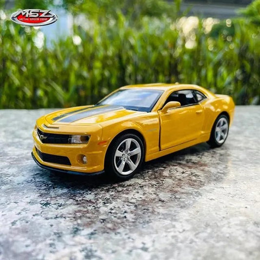 D - power MSZ – Chevrolet Camaro SS - Yellow| Die - Cast Replica, Ultimate Collector's Item, American Muscle Cars | Toy Vehicles, Metal Toy Car Model - Pull Back Collection | Size - 1:32, For Kids 3+ - Marah Kids