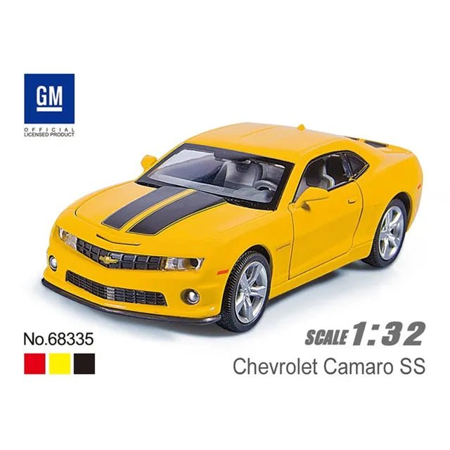 D - power MSZ – Chevrolet Camaro SS - Yellow| Die - Cast Replica, Ultimate Collector's Item, American Muscle Cars | Toy Vehicles, Metal Toy Car Model - Pull Back Collection | Size - 1:32, For Kids 3+ - Marah Kids