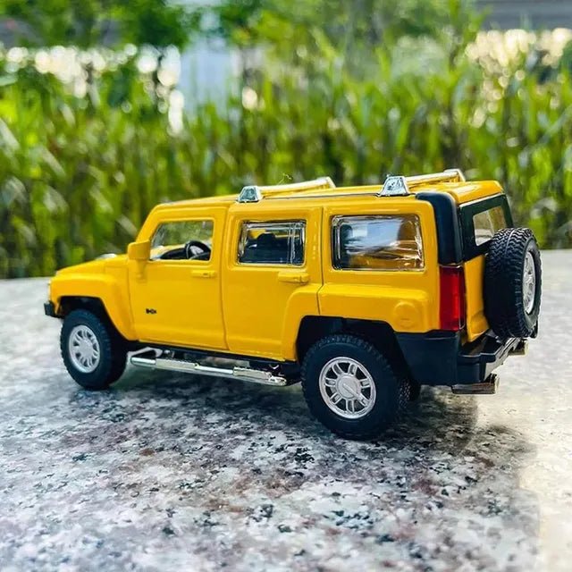 D - power MSZ – Hummer H3 - Yellow | Die - Cast Replica, Ultimate Collector's Item, SUV Cars | Toy Vehicles, Metal Toy Car Model - Pull Back Collection | Size - 1:32, For Kids 3+ - Marah Kids