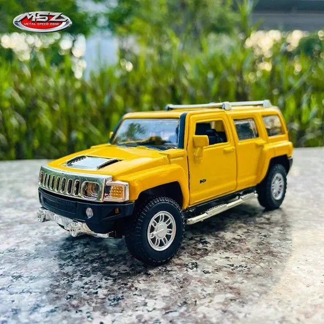 D - power MSZ – Hummer H3 - Yellow | Die - Cast Replica, Ultimate Collector's Item, SUV Cars | Toy Vehicles, Metal Toy Car Model - Pull Back Collection | Size - 1:32, For Kids 3+ - Marah Kids