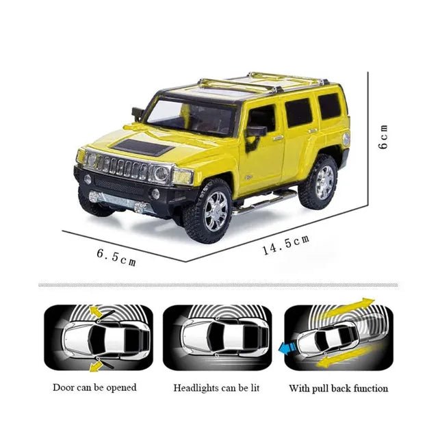 D - power MSZ – Hummer H3 - Yellow | Die - Cast Replica, Ultimate Collector's Item, SUV Cars | Toy Vehicles, Metal Toy Car Model - Pull Back Collection | Size - 1:32, For Kids 3+ - Marah Kids