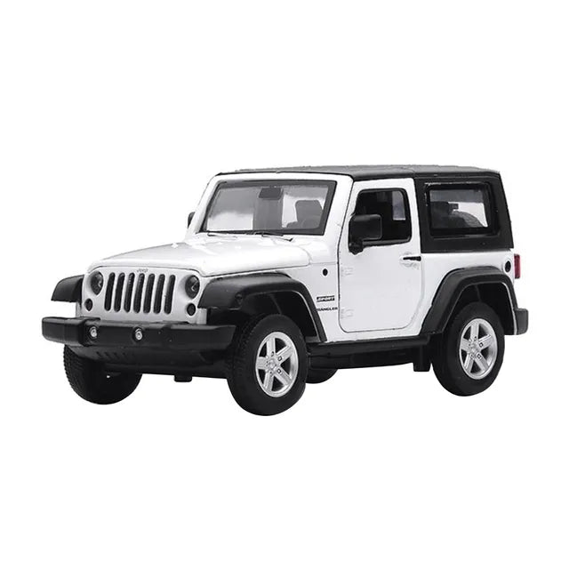 D - power MSZ – Jeep Wrangler – White | Die - Cast Replica, Ultimate Collector's Item, SUV Cars | Toy Vehicles, Metal Toy Car Model - Pull Back Collection | Size - 1:32, For Kids 3+ - Marah Kids