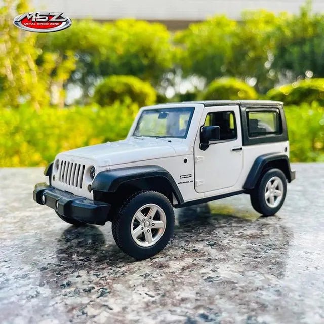 D - power MSZ – Jeep Wrangler – White | Die - Cast Replica, Ultimate Collector's Item, SUV Cars | Toy Vehicles, Metal Toy Car Model - Pull Back Collection | Size - 1:32, For Kids 3+ - Marah Kids