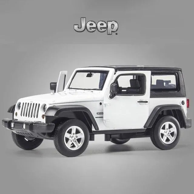 D - power MSZ – Jeep Wrangler – White | Die - Cast Replica, Ultimate Collector's Item, SUV Cars | Toy Vehicles, Metal Toy Car Model - Pull Back Collection | Size - 1:32, For Kids 3+ - Marah Kids