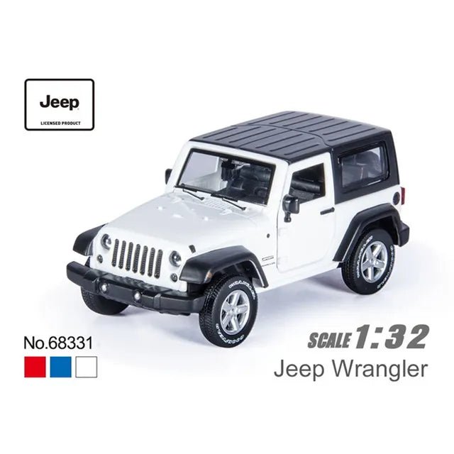D - power MSZ – Jeep Wrangler – White | Die - Cast Replica, Ultimate Collector's Item, SUV Cars | Toy Vehicles, Metal Toy Car Model - Pull Back Collection | Size - 1:32, For Kids 3+ - Marah Kids