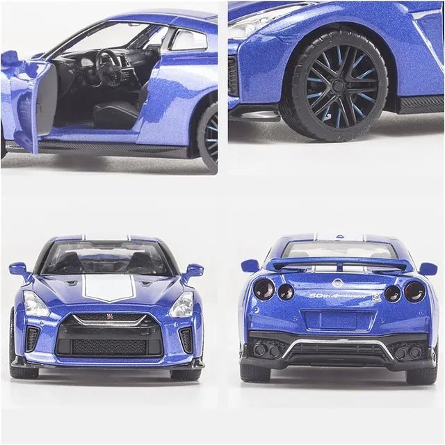 D - power MSZ - Nissan GT - R (R35) – Blue | Die - Cast Replica, 50th Anniversary - Ultimate Collector's Item, Limited Edition | Interact with Doors & Hoods - Pull Back Collection with Lights & Sounds | Size - 1:32, For Kids 3+ - Marah Kids