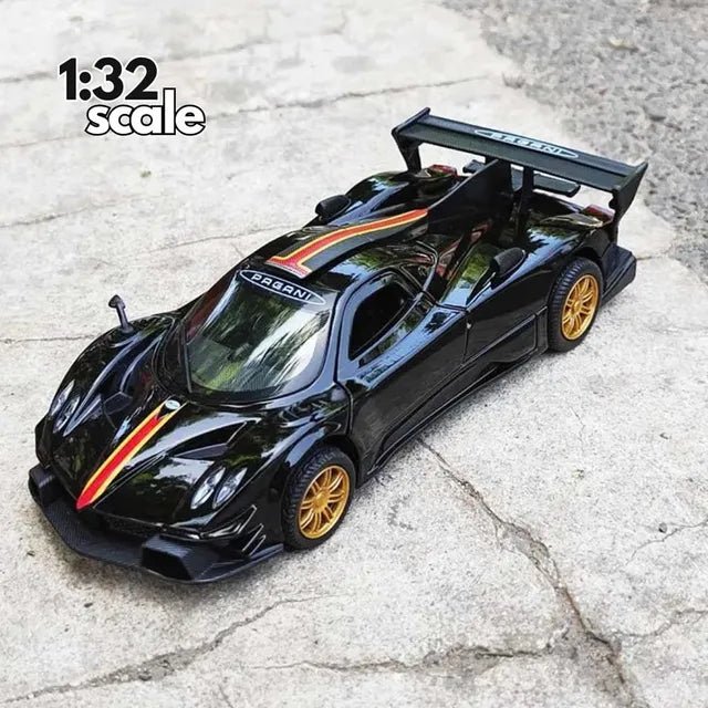D - power MSZ – Pagani ZONDA Revolucion – Black | Die - Cast Replica, Ultimate Collector's Item, Hyper Cars | Interact with Doors & Hoods - Pull Back Collection with Lights & Sounds | Size - 1:32, For Kids 3+ - Marah Kids