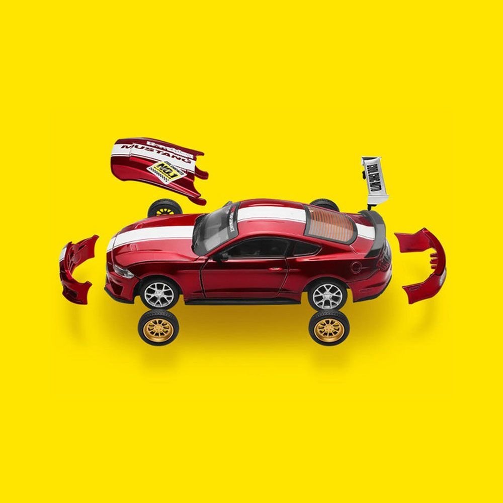 D - power MSZ – Ford Mustang GT DIY - Red | Die - Cast Replica, Ultimate Collector's Item, Muscle Cars | Toy Car, Make Your Own Race Car - DIY Collection | Size - 1:42, For Kids 3+ - Marah Kids