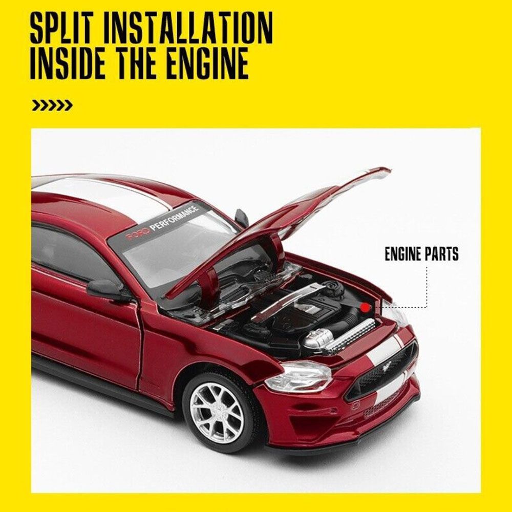 D - power MSZ – Ford Mustang GT DIY - Red | Die - Cast Replica, Ultimate Collector's Item, Muscle Cars | Toy Car, Make Your Own Race Car - DIY Collection | Size - 1:42, For Kids 3+ - Marah Kids