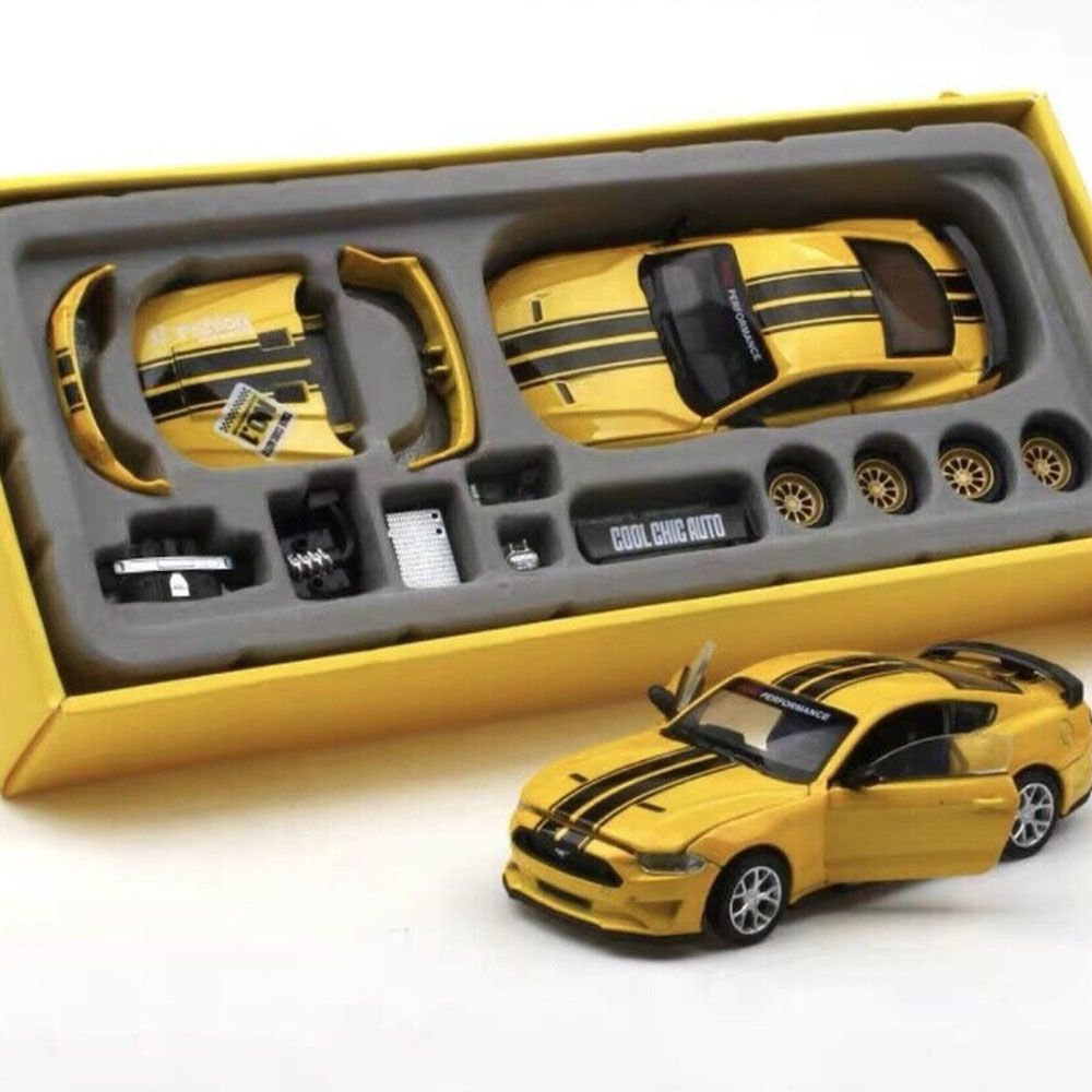 D - power MSZ – Ford Mustang GT DIY - Yellow | Die - Cast Replica, Ultimate Collector's Item, Muscle Cars | Toy Car, Make Your Own Race Car - DIY Collection | Size - 1:42, For Kids 3+ - Marah Kids