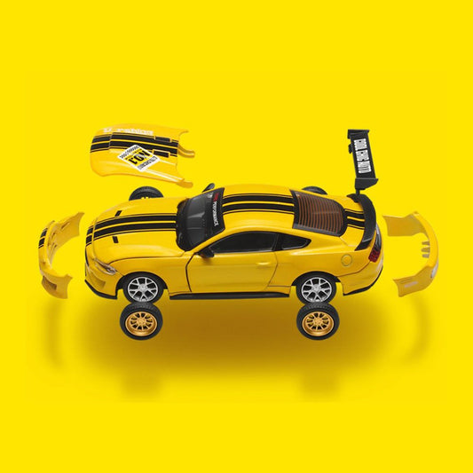 D - power MSZ – Ford Mustang GT DIY - Yellow | Die - Cast Replica, Ultimate Collector's Item, Muscle Cars | Toy Car, Make Your Own Race Car - DIY Collection | Size - 1:42, For Kids 3+ - Marah Kids