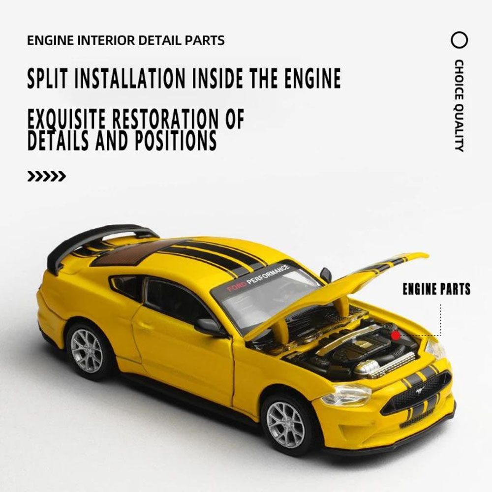 D - power MSZ – Ford Mustang GT DIY - Yellow | Die - Cast Replica, Ultimate Collector's Item, Muscle Cars | Toy Car, Make Your Own Race Car - DIY Collection | Size - 1:42, For Kids 3+ - Marah Kids