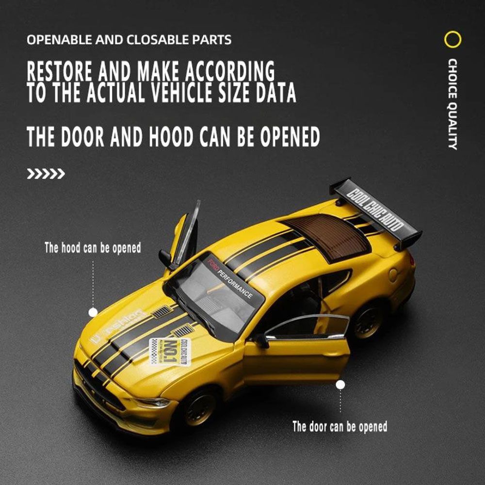D - power MSZ – Ford Mustang GT DIY - Yellow | Die - Cast Replica, Ultimate Collector's Item, Muscle Cars | Toy Car, Make Your Own Race Car - DIY Collection | Size - 1:42, For Kids 3+ - Marah Kids