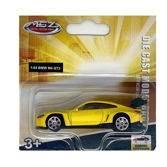 D - power MSZ – BMW M4 GT3 - Yellow | Die - Cast Replica, Ultimate Collector's Item, Race Cars | Toy Vehicles, Metal Toy Car Model - Pull Back Collection | Size - 1:64, For Kids 3+ - Marah Kids