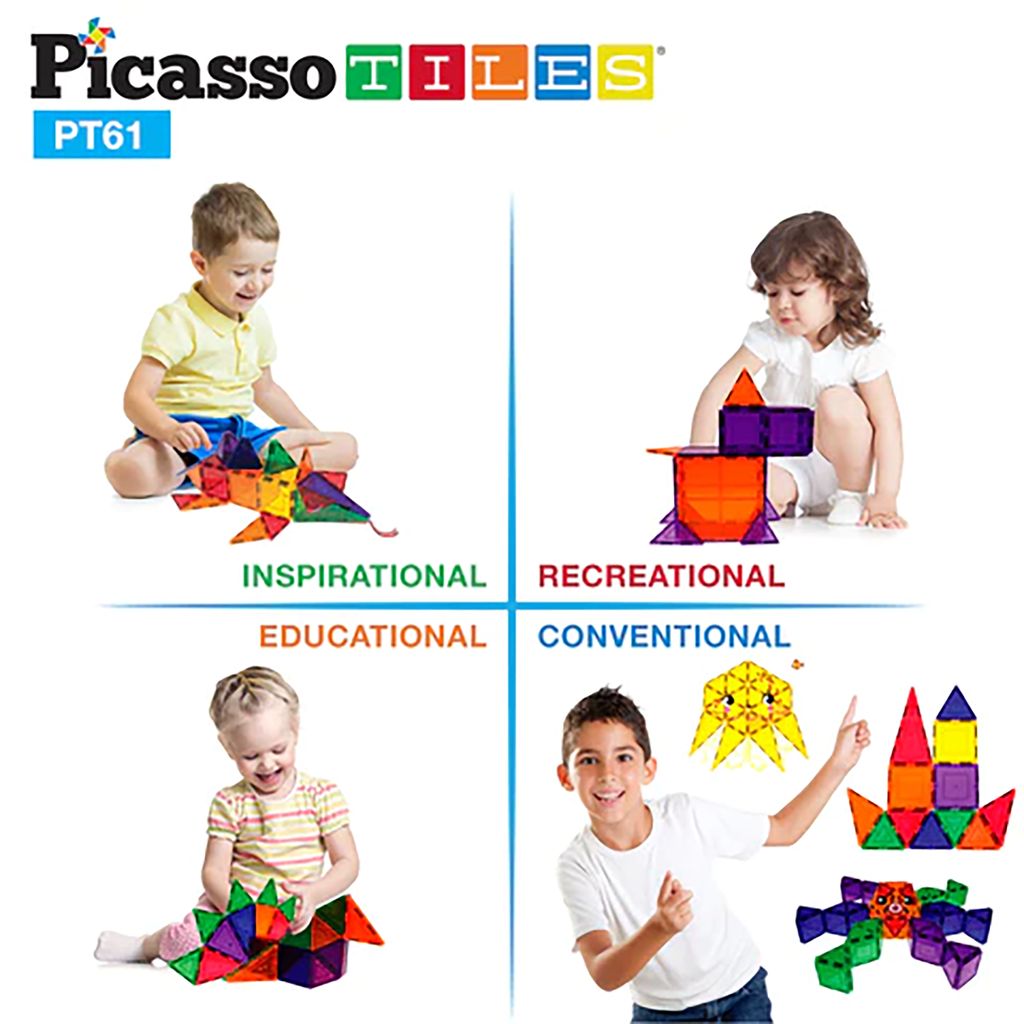 Picasso Magnetic Tiles Bldg Set 61Pcs